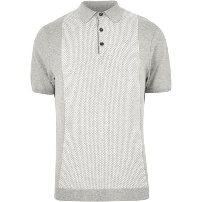 Grey geometric polo shirt